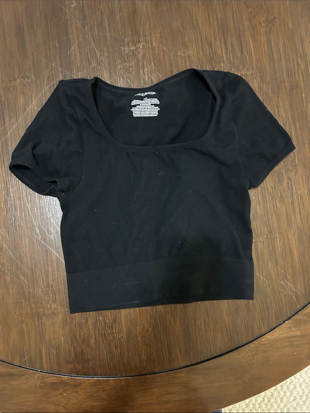 wild fable Black Scoop-Neck Short Sleeve Crop Top